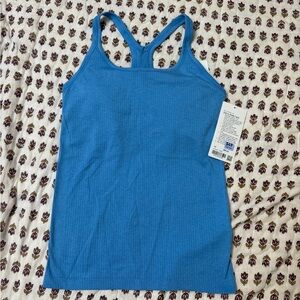 Women’s Blue Ribbed Racerback Tank Top